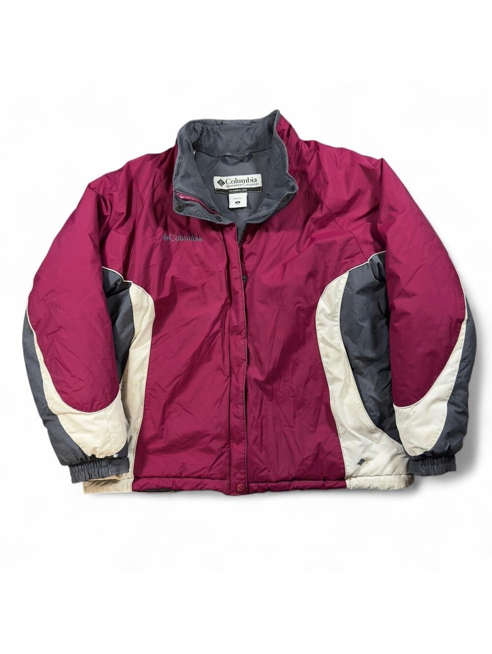 Vintage Columbia Ski Jacket Womens 1X Pink Gray Winter Coat